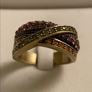Heidi Daus Crystal and Brass Ring